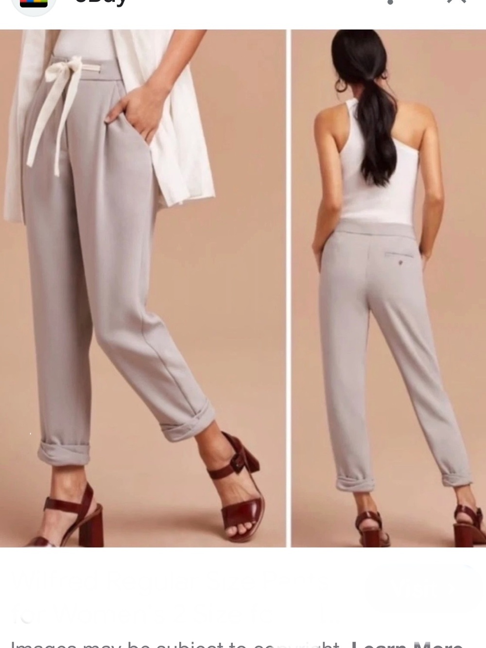 Aritzia Allant Linen Lyocell Blend Cropped Tie Waist Pants. Grey. Size 10.